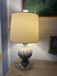 Textured Carved Artichoke Form Table Lamp On Glass Base