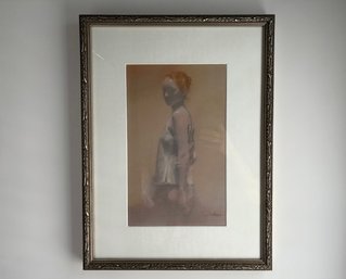 'Red Head II' Pastel By Jeff Cornell (American, 20th Century) - Custom Framed