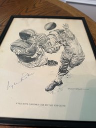 Shell Oil 1960 N Y Giants Set Of Pen & Inks By Robert Riger  - 9 Framed Prints