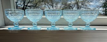 Set Of 5 Imperial Glass Tradition ICE BLUE Footed Sherbet Square Base Pedestal