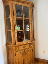 Beautiful Oak Corner Cabinet - Two Piece