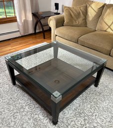 Raymour & Flanigan Dunhill Square Coffee Table With Glass Top