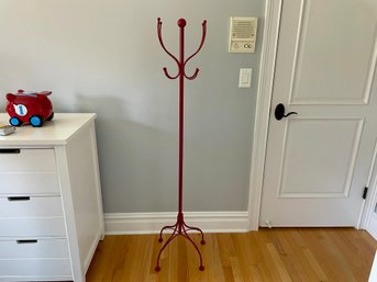Red Metal Coat & Hat Rack