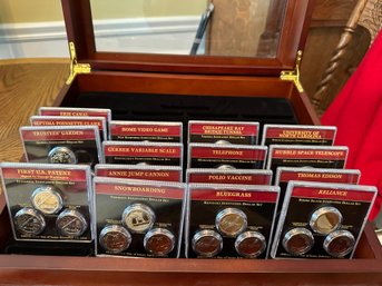 Statehood Innovation Coin Collection With Wood Display Box With Glass Top