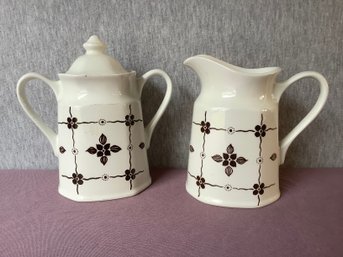 Royal Staffordshire Homespun Ironstone Sugar & Creamer