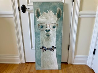 Whimsical Llama In Glasses Stretched Canvas Artwork