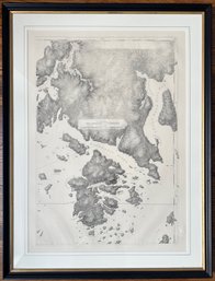 Vintage Map Of Deer Isle, Maine With Massachusetts Historical Society Seals