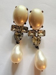 Gorgeous Zoe Coste Faux Baroque Pearl & Crystal Clip-On Earrings
