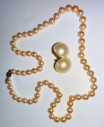 Marvella Faux Pearl Necklace & Clip-On Earrings Set