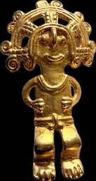 Alva Studios Museum Reproduction Gold-Tone Pre-Columbian Figure Brooch Pin