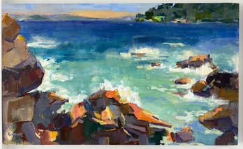 Coastal Oil On Canvas By Page Pearson Railsback (American, 20th Century)