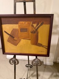 Framed Sepia Toned Still Life Painting