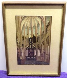 A Color Print Of The Interior Of St. John's Cathedral In Hertogenbosh, Holland