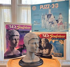 Vintage Milton Bradley 3D Sculpture Puzzles And A Wrebbit Puzz-3D Bavarian Castle Puzzle