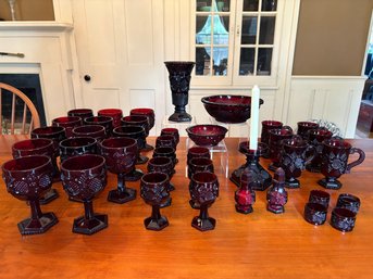 Mid Century Avon 1876 Ruby Red Glassware Collection