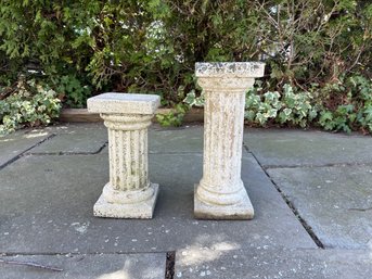 Pair Of Concrete Garden Pedestals Designed In A Classic Roman Column Style