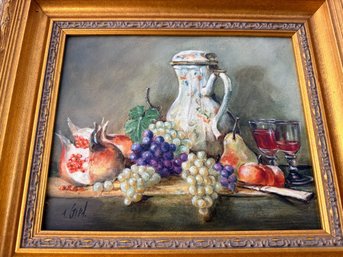 Still Life With Grapes- Signed Painting