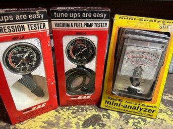 3pc. Lot  Comression Tester Mod 535 Vacuum & Fuel Pump Tester Mini Analyzer Tune Up & Diagnostic