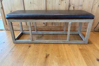 White Wash Wood Framed Bench