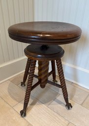 Antique Mahogany Piano Stool With Claw & Ball Feet