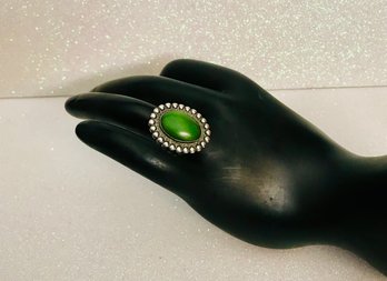 Sterling Silver And Jade Ring