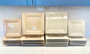 Cream & Taupe Square Dinner And Salad Plates