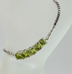 Sterling Silver 5 Stone Peridot Bracelet