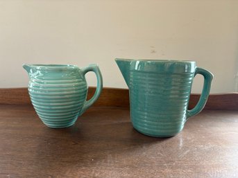 Sea Foam Green Small Pitchers Including Monmouth Pottery