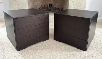 Sleek Italian Modern Cubed Three-drawer Nightstands
