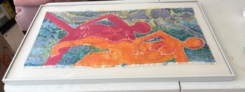 Framed Piece Of Artwork Featuring Stylized, Colorful Human Figures