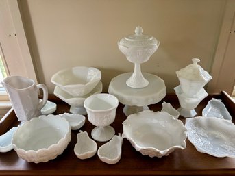 Grape Patterned Milk Glass Collection