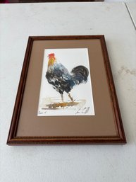 Framed Rooster Watercolor Artwork