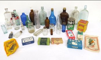Various Old Bottles And Advertising Tins, Plus More