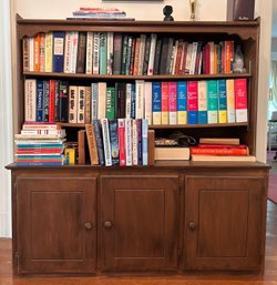Wooden Cabinet With Top Book Case And Three Lower Doors (left Side)