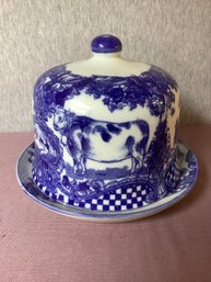 Blue & White Farm Animal Covered Cheese Plate