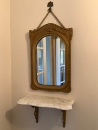 Vintage Petite Marble Shelf Hallway Mirror