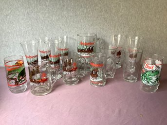 Mixed Budweiser Beer Glasses