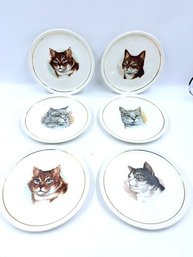 Set Of 6 Vintage Cat Plates By Conrad Crafters - Wheeling West VA
