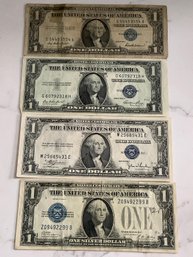 One-dollar Silver Certificate Lot Of 4 #156