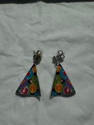 Pair Of Groovy Earrings Sterling Silver