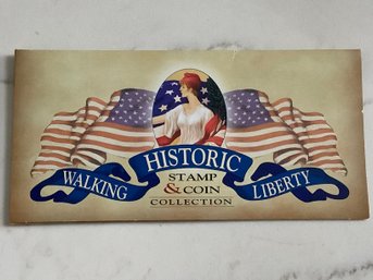 1935 Walking Liberty Half-dollar & Stamp W/ Certificate Of Authenticity #158