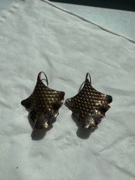Stingray Shaped  Sterling Silver Earrings