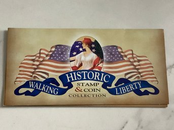 1937 Walking Liberty Half-dollar & Stamp W/ Certificate Of Authenticity #160