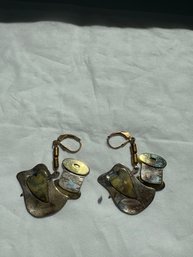 Vintage Studio Art Dangle Earrings Feature A Sterling Silver Sewing-themed Motifs