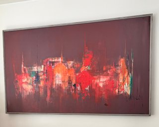 Large Abstract Modern Oil Painting, Framed And Signed
