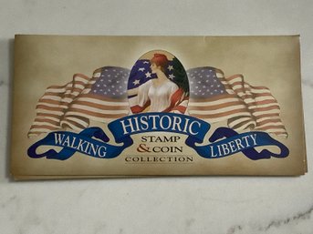 1938 Walking Liberty Half-dollar & Stamp W/ Certificate Of Authenticity #154