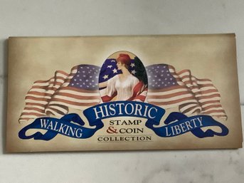 1939 Walking Liberty Half-dollar & Stamp W/ Certificate Of Authenticity #155