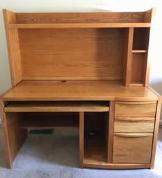 2-Piece Oak Finish Computer Desk With Hutch
