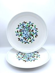 Pair Of 2 New Old Stock Holt Howard 1960's Blue Berry Dinner Plates