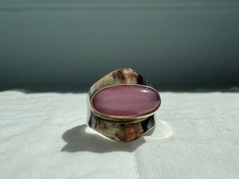 Sterling Silver And Pink Stone Ring